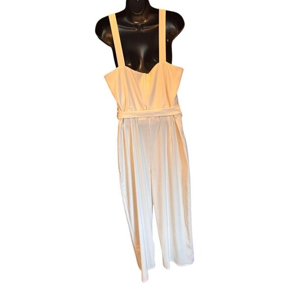 Zara Womens Cream Sleeveless Jumpsuit With Belt & Button Detail Size L - Picture 4 of 16
